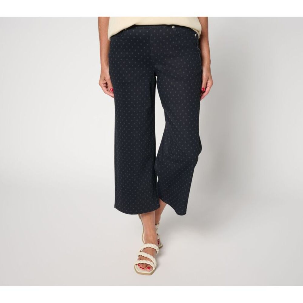 Wacoal Women's Pants Sz M Denim & Co. Comfy Knit Air Star Print Black A693714